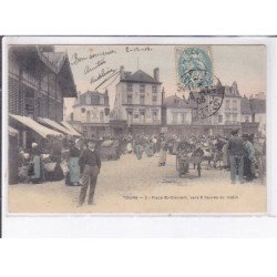 TOURS: place saint-clément, vers 6 heures du matin, rare en couleur - très bon état