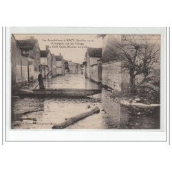 Les inondations à RECY (janvier 1910) Principale rue du village - le Café Saint Nicolas écroulé - très bon état