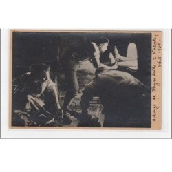 photo collée sur une carte postale """"auberge de Peyrebeille à Valenton en 1937 (mort - crime - justice) - très bon éta