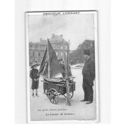 PARIS : Les petits métiers, le loueur de bateaux, Carte publicitaire, Chocolat Lombart - état