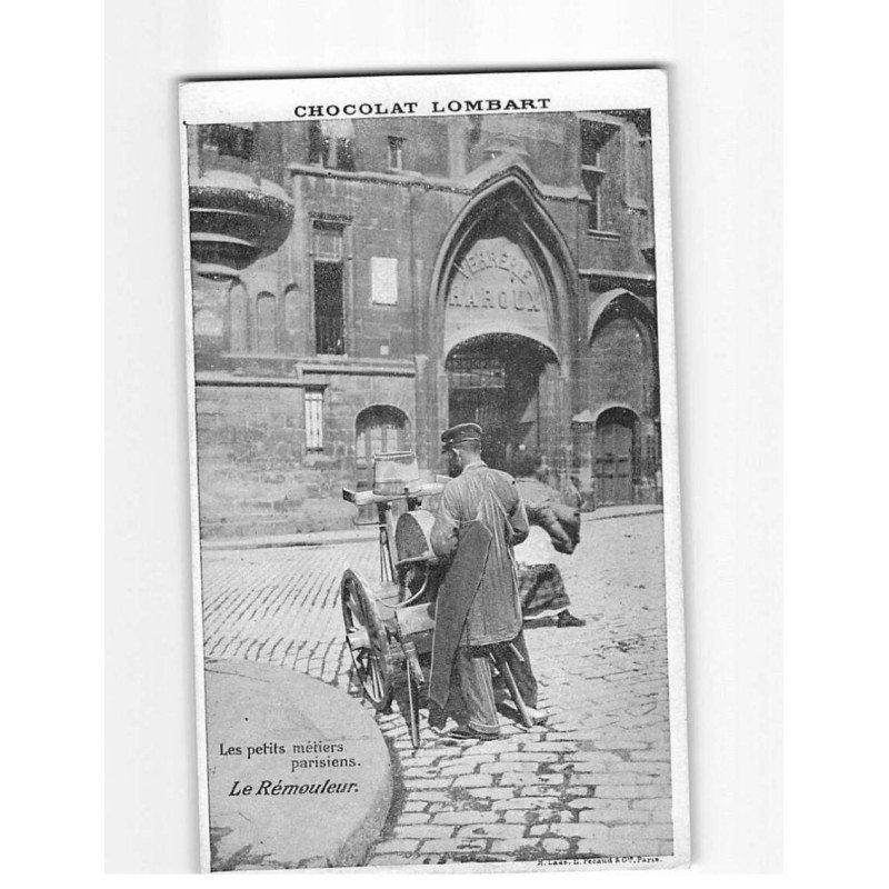PARIS : Les petits métiers, le rémouleur, Carte publicitaire, Chocolat Lombart - très bon état PARIS : Les petits métiers, le rémouleur, Carte publicitaire, Chocolat Lombart - très bon état