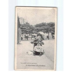 PARIS : Les Petits Métiers, le Réparateur de Porcelaine, Carte publicitaire, Petit pain de Tortosa - état