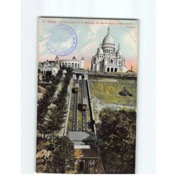 PARIS : Le Funiculaire et la Basilique du Sacré Coeur à Montmartre - état ( Partiellement décollée )