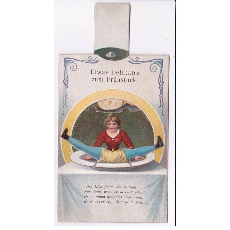 SYSTEME : femme sortant d'un plateau de fromage (tirette) (mechanical) - très bon état