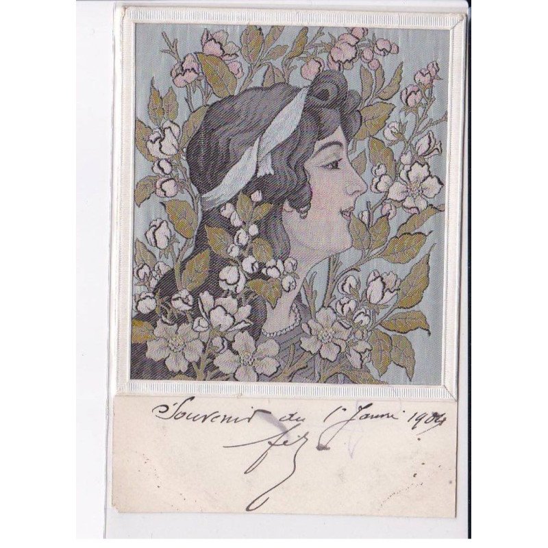 ILLUSTRATEURS Art Nouveau : carte sur soie - état
