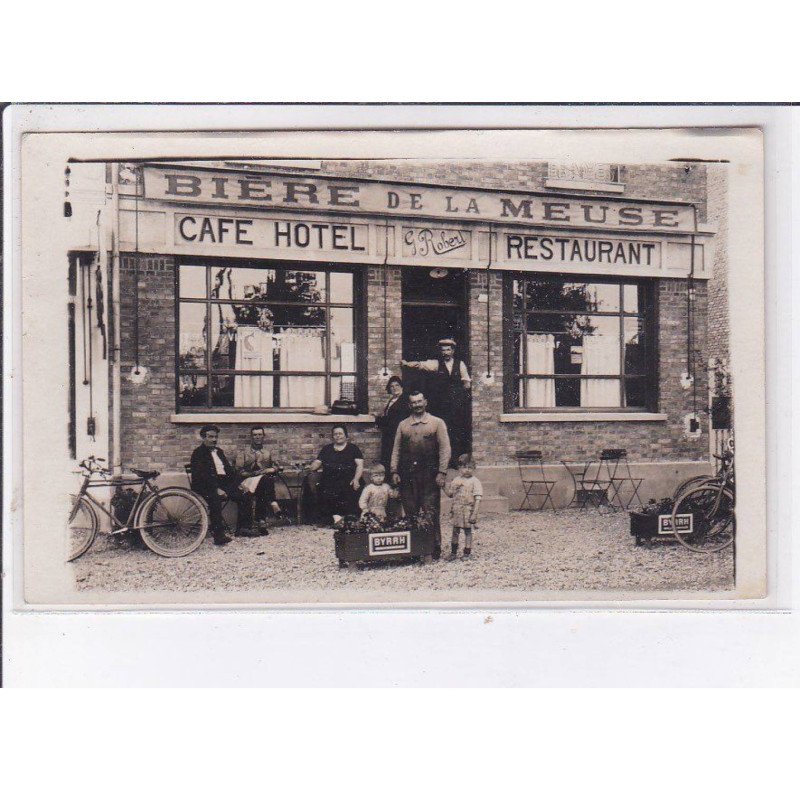 FRANCE: carte photo à localiser, bière de la meuse, café hôtel, restaurant, G. Robert, byrrh - très bon état