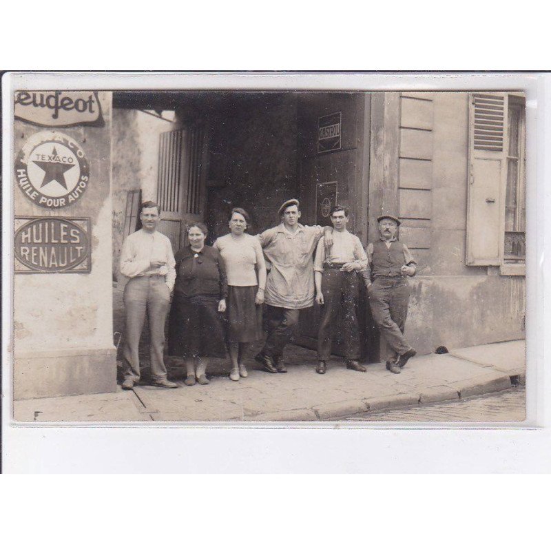 FRANCE: carte photo à localiser, garage, automobile, texaco, huiles renault, peugeot - très bon état