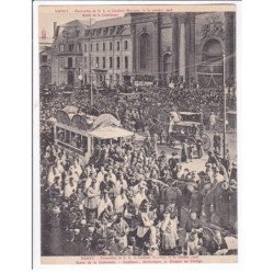 NANCY: funérailles de S.E. le cardinal mathieu 20 octobre 1908, sortie de la cathédrale, carte double - très bon état