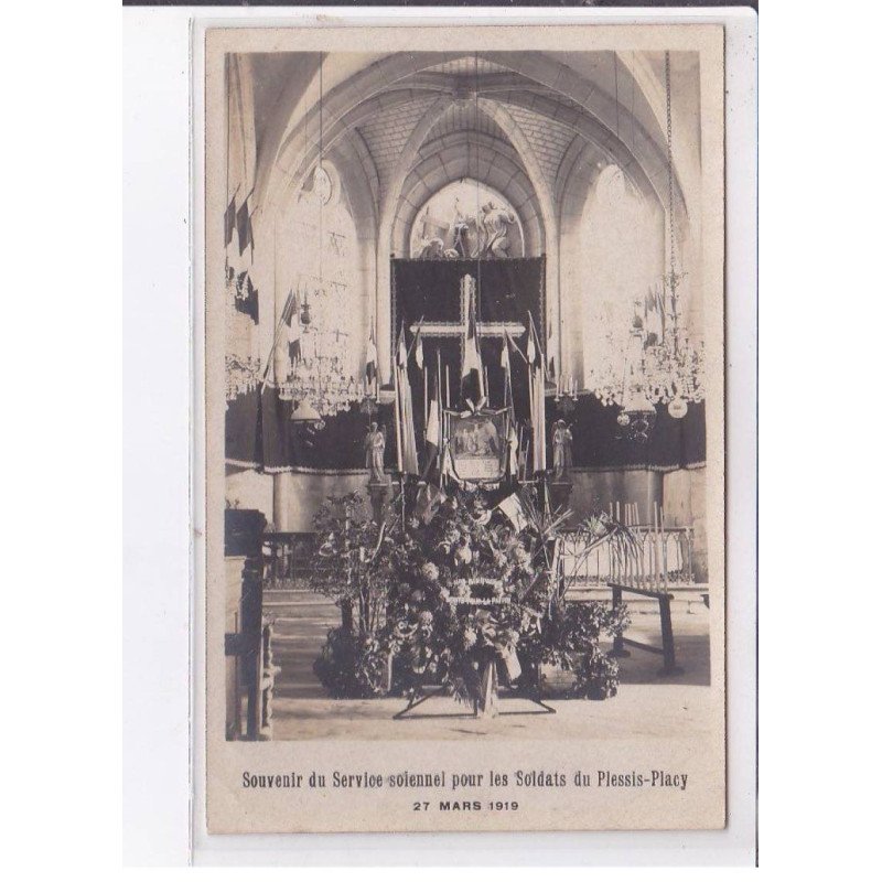 PLESSIS-PLACY: souvenir du service solennel pour les soldats, 1919 - très bon état