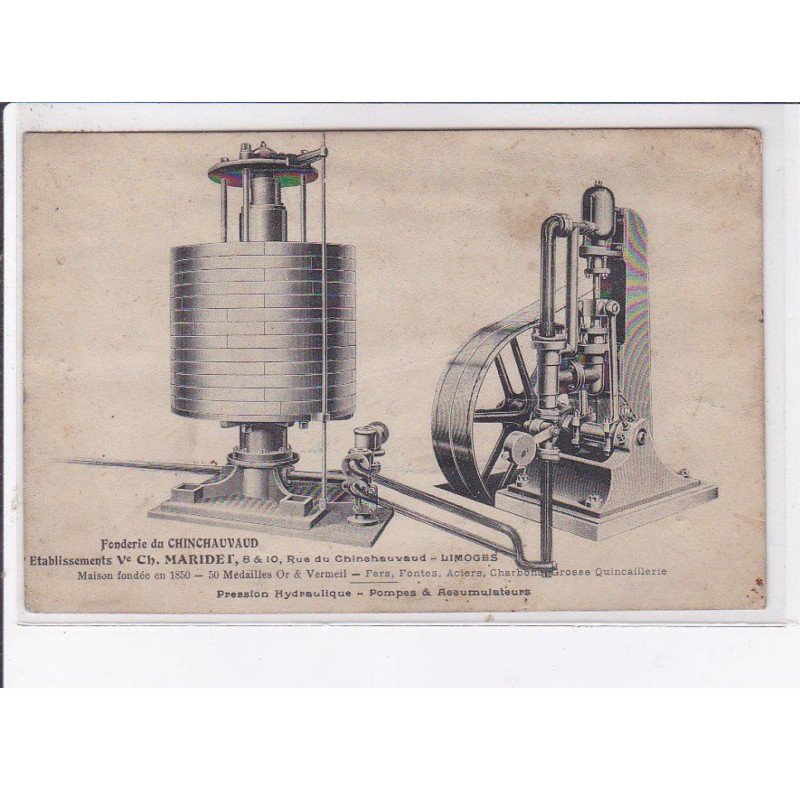 LIMOGES: fonderie du chinchauvaud, établissements Ve Ch. Maridet, pression hydraulique - état