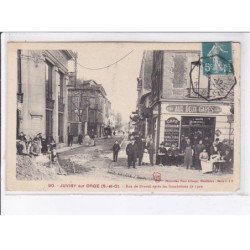 JUVISY-sur-ORGE: rue de draveil après les inondations de 1910 - état