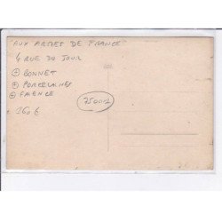 PARIS: 75001, aux armes de france, 4 rue du jour, bonnet, porcelaine, faience - très bon état
