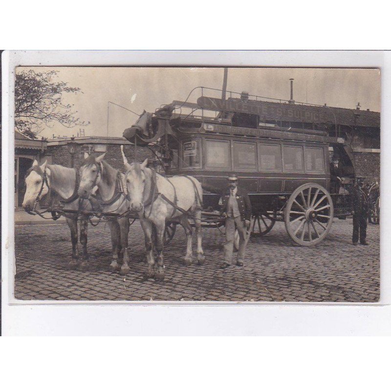 PARIS: omnibus tiré par 3 chevaux, lavilette saint-sulpice - état