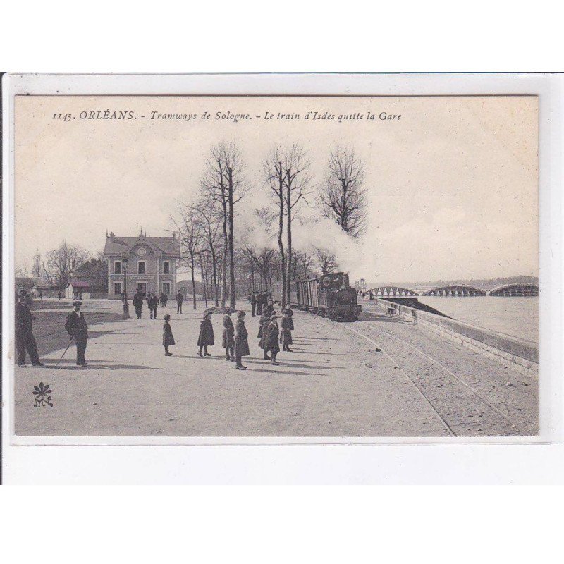 ORLEANS: tramways de sologne, le train d'isdes quitte la gare - très bon état