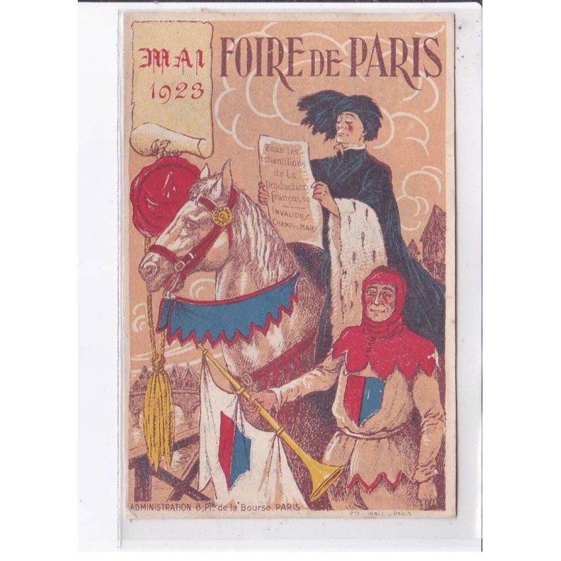 PUBLICITE: foire de paris, mai 1923, administration de la bourse de paris - très bon état