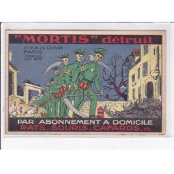 PUBLICITE: "mortis" détruit squelettes militaires, carte double - très bon état