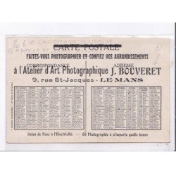 PUBLICITE: le monstre commence à râler! caricature militaire, éditeur de CPA, J. Bouveret, le mans - très bon état