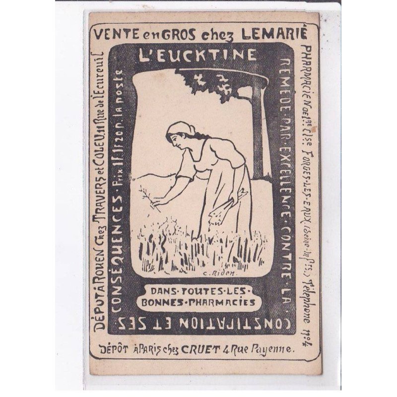 PUBLICITE: pharmacie, vente en gros chez Lemarié, l'eucktine - très bon état