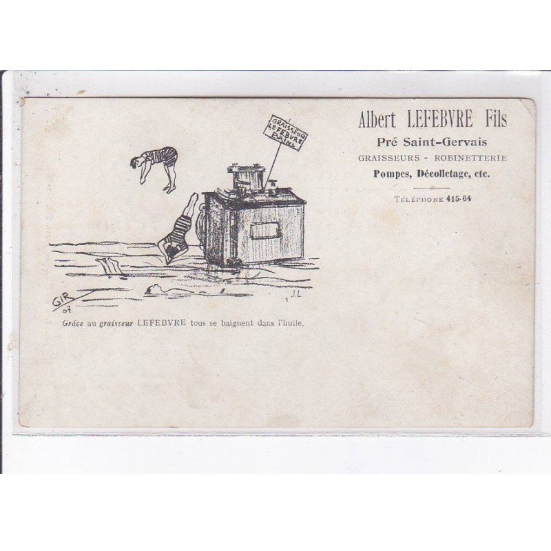 PUBLICITE: albert lefebvre fils, pré saint-gervais, graisseurs, robinetterie, pompes, décolletage - état