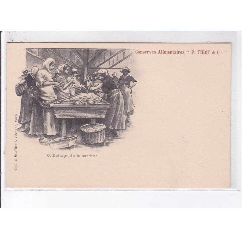 PUBLICITE: conserves alimentaires P. Tirot et cie, etêtage de la sardine - très bon état