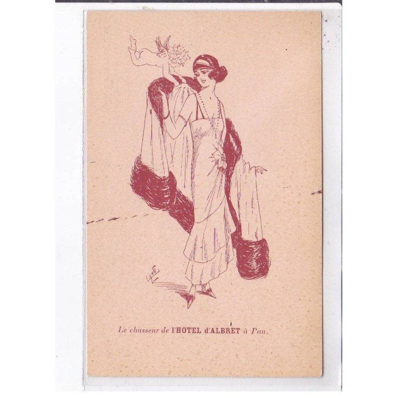 PUBLICITE: hôtel d'albret, le chasseur, femme et ange - très bon état