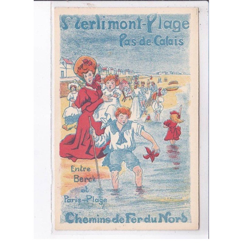 PUBLICITE: merlimont-plage, entre berck et paris-plage, chemin de fer du nord - très bon état
