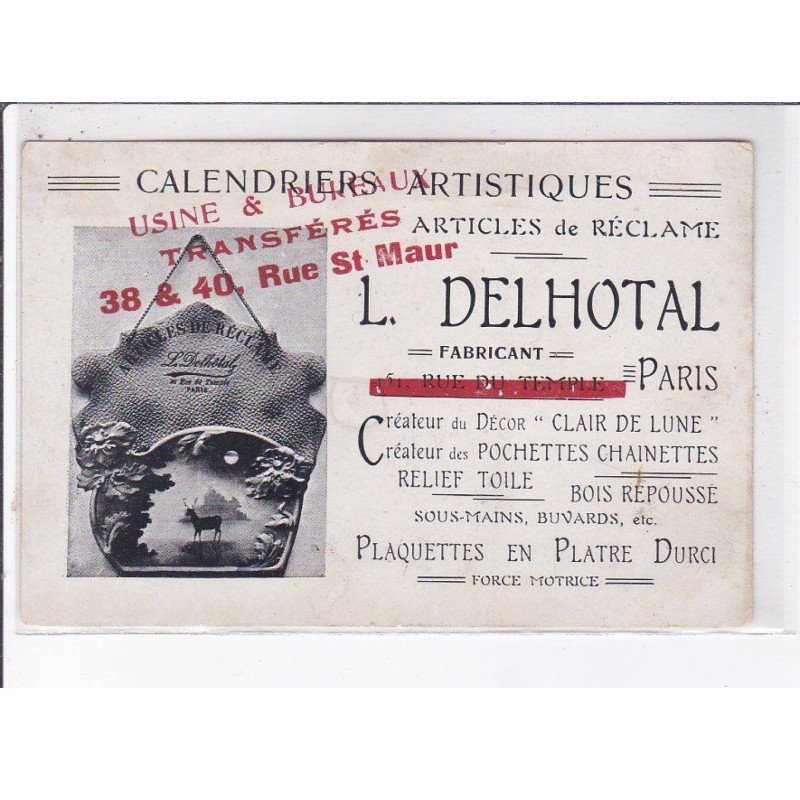 PUBLICITE: calendrier artistiques, L. Delhotal, créateur du décor "clair de lune" - très  bon état