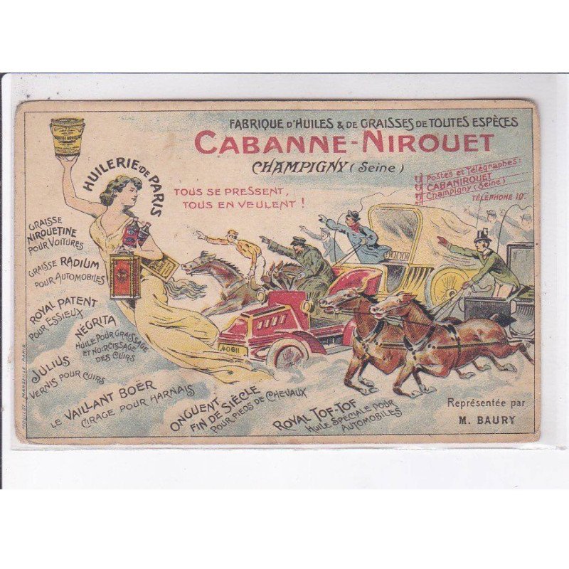 PUBLICITE: fabrique d'huiles et de graisses de toutes espèces, cabanne-nirouet, champigny - état