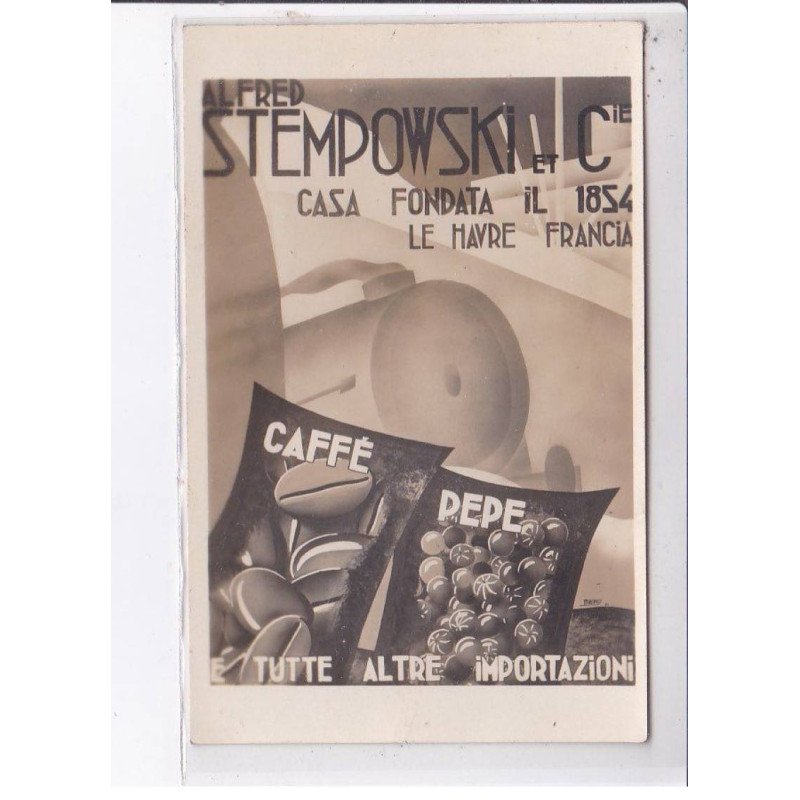 PUBLICITE: futurisme(?) chemin de fer, stempowski casa fondata il 1854, caffé pepe - très bon état