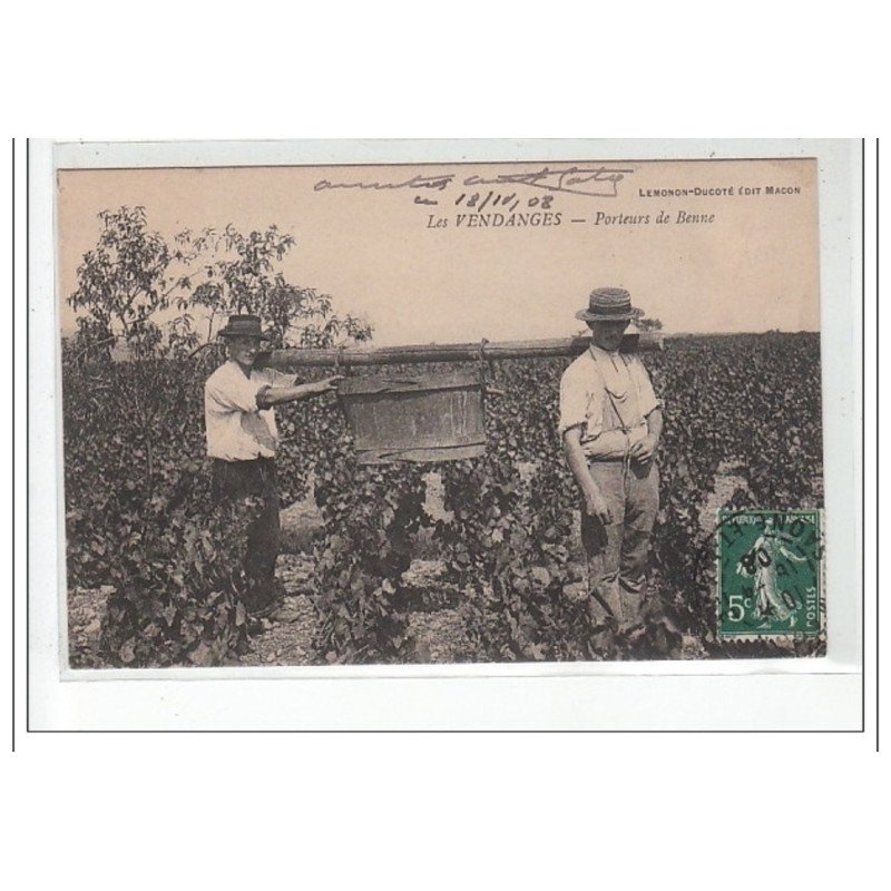 LES VENDANGES - Porteurs de benne - très bon état