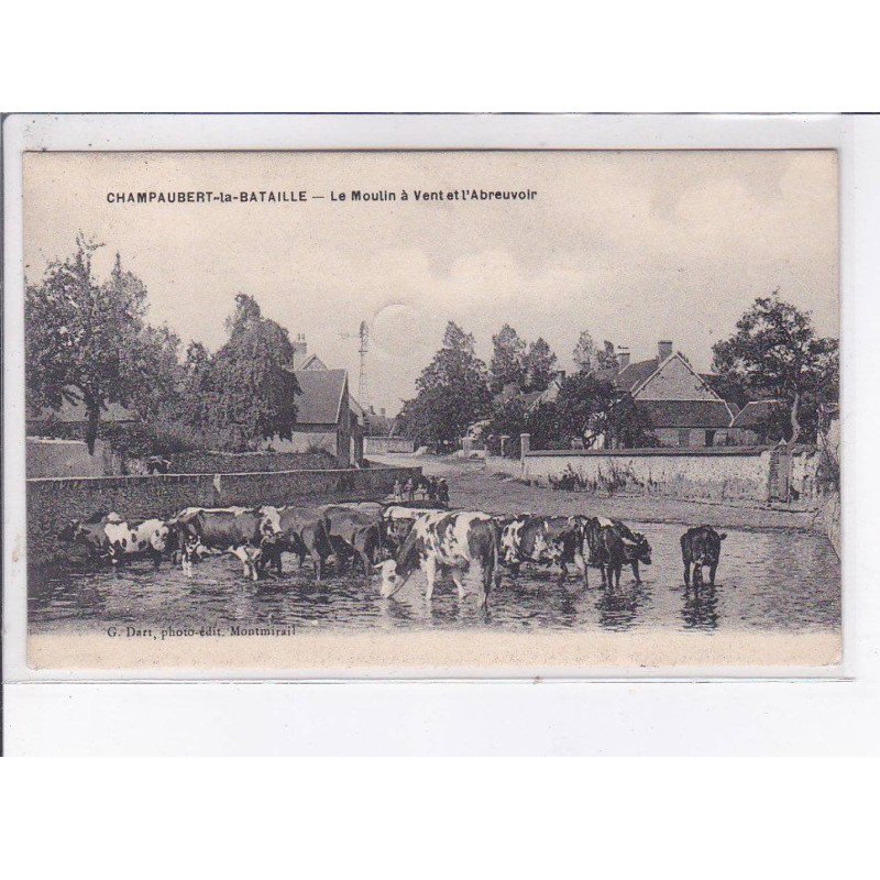 CHAMPAUBERT-la-BATAILLE: le moulin à vent et l'abreuvoir - très bon état