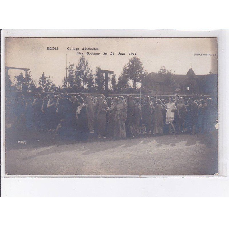 REIMS: collège d'athlètes, fête grecque du 24 juin 1914 - très bon état