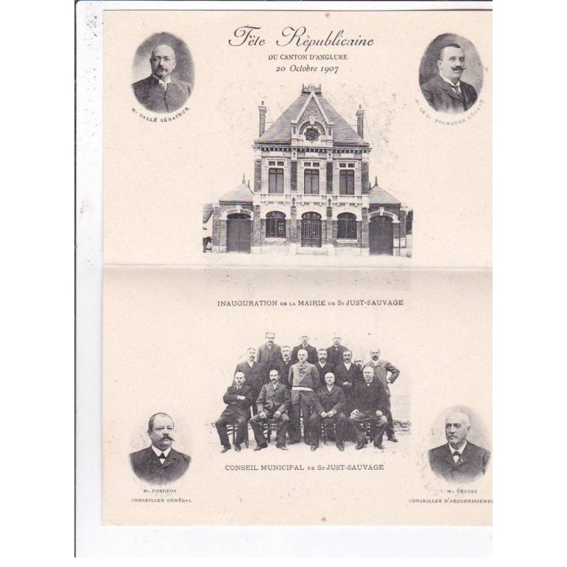 ANGLURE: carte double, menu, fête républicaine - très bon état