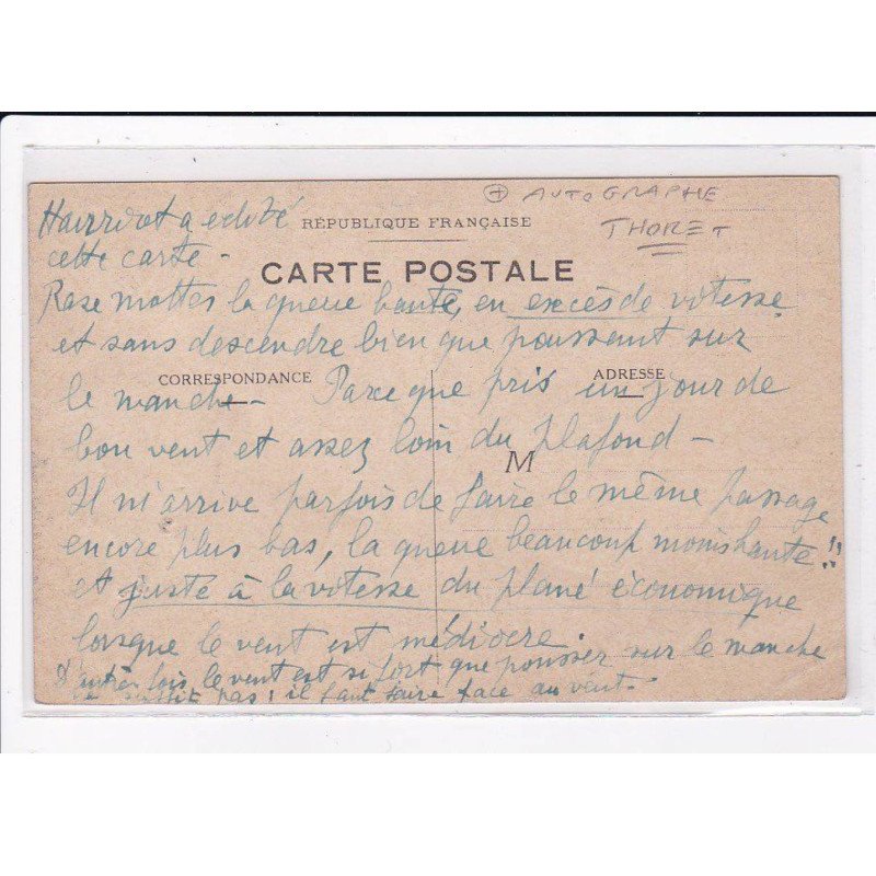 AVIATION : autographe de l'aviateur THORET à Saint Remy de Provence - très bon état