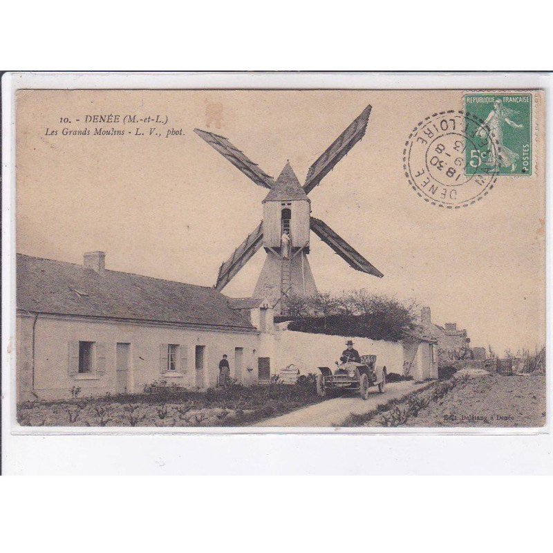 DENEE: les grands moulins,; automobile, moulin à vent - très bon état