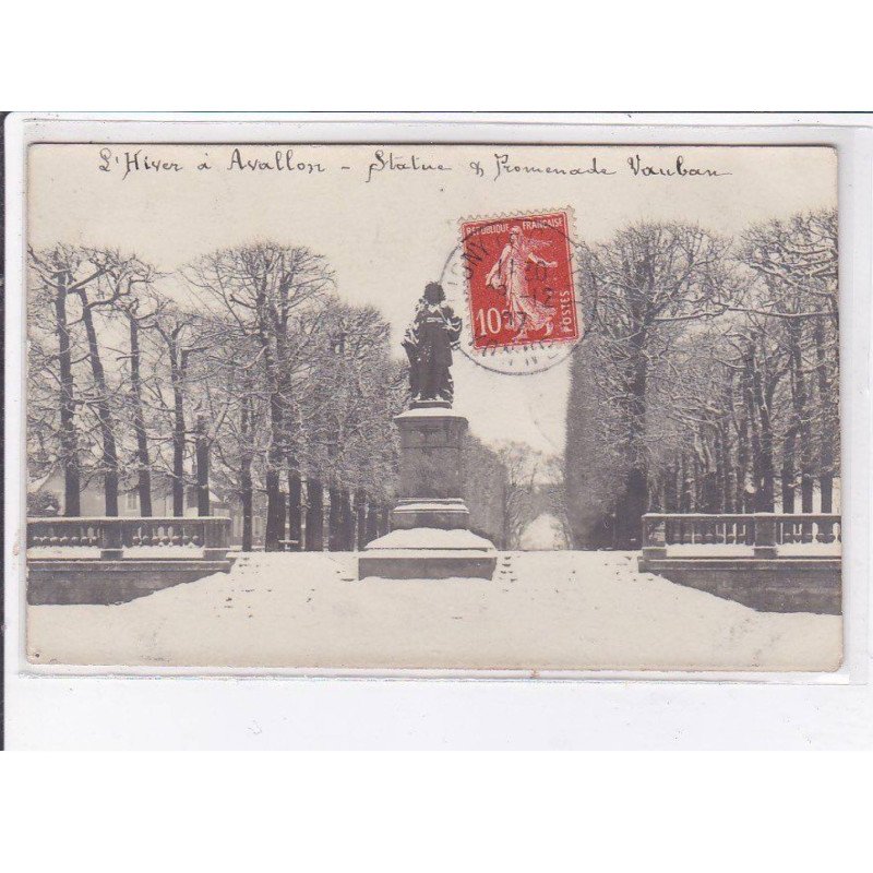 AVALLON: hiver, statue, promenade vauban - très bon état