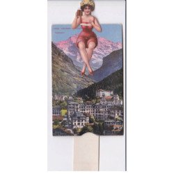 SYSTEME : femme à Interlaken en Suisse (Jungfrau) (tirette) (mechanical) - très bon état