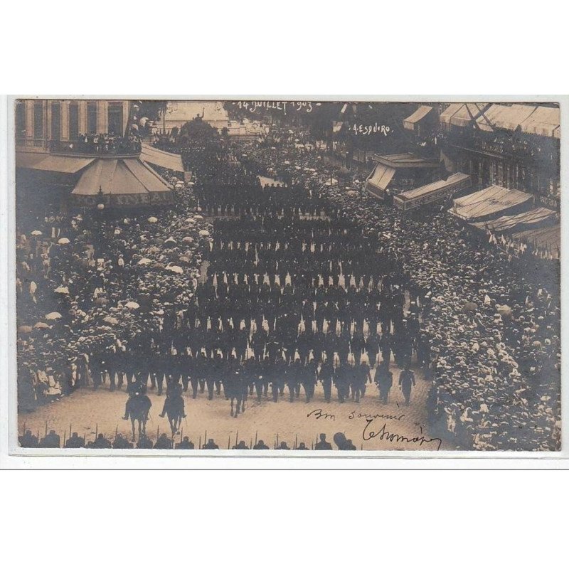 BORDEAUX : carte photo du défilé du 14 Juillet 1903 - très bon état