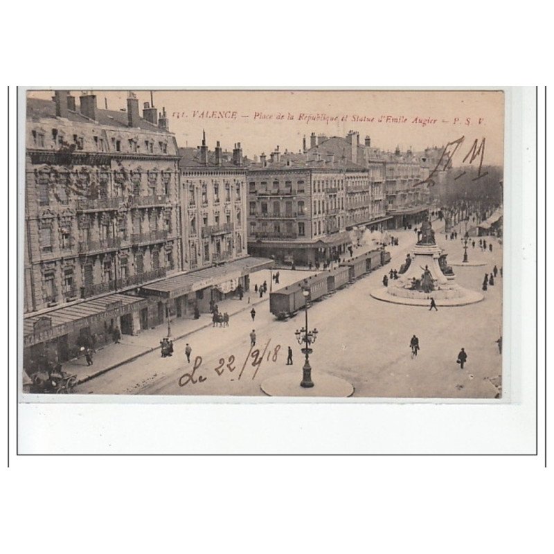 VALENCE - Place de la République et statue d'Emile Augier - très bon état