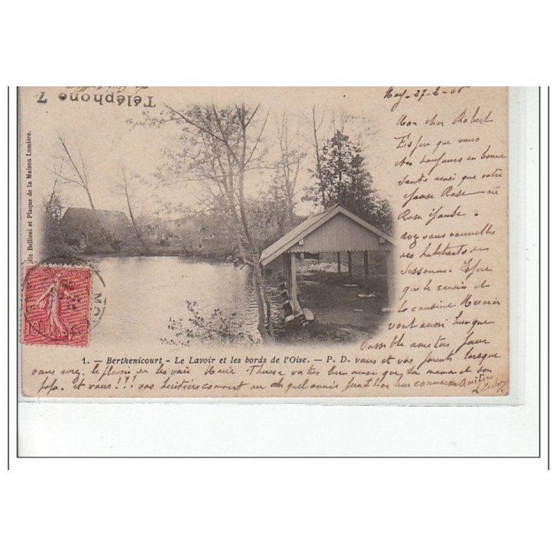 BERTHENICOURT - Le lavoir et les bords de l'Oise - très bon état