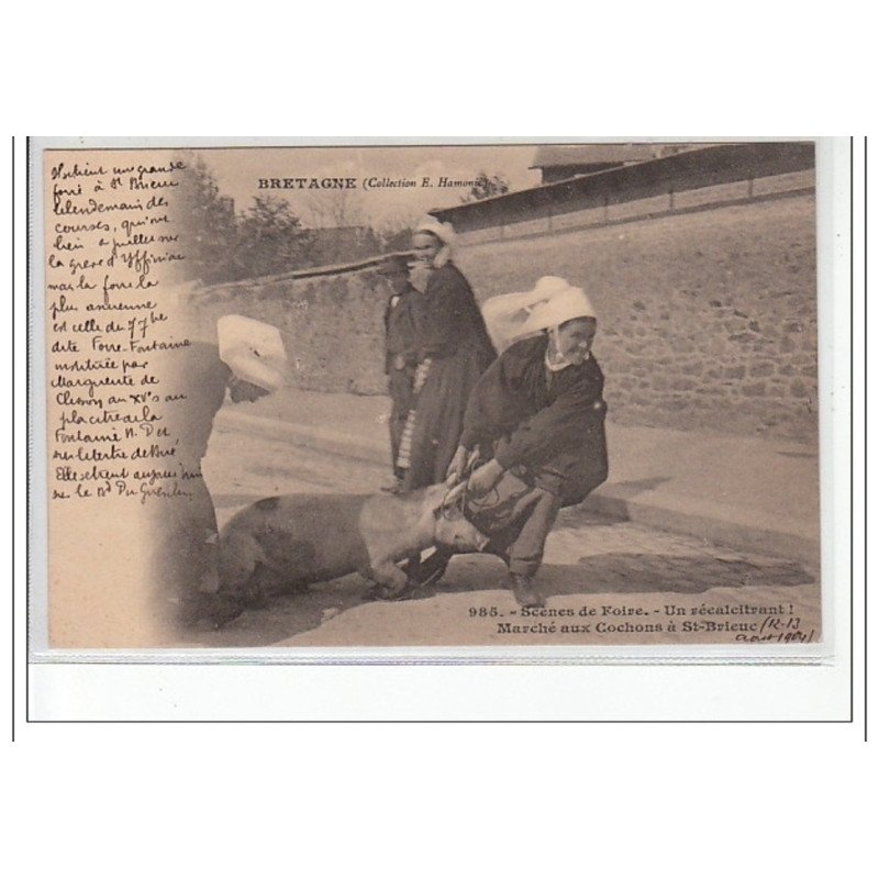 SAINT BRIEUC - Scènes de foire - un récalcitrant! Marché aux cochons - très bon état
