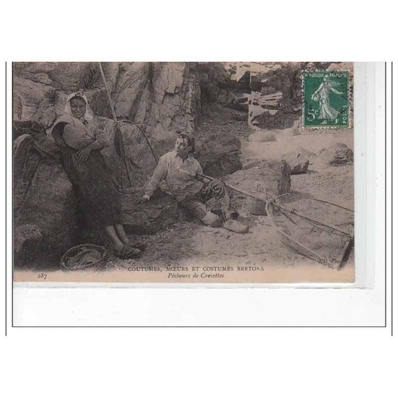 TYPES BRETONS - Pêcheurs de crevettes - très bon état
