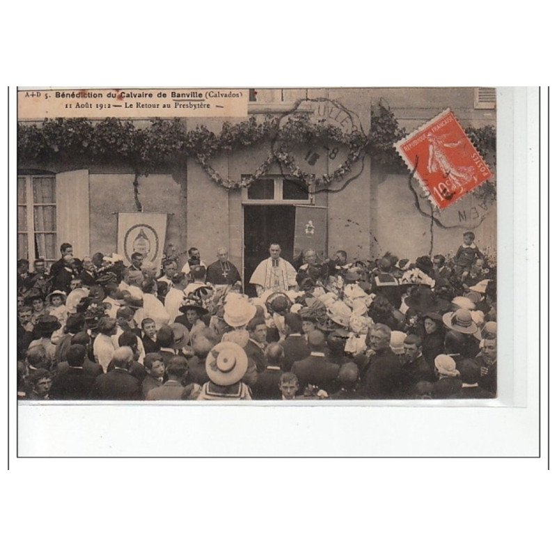 BANVILLE - Bénédiction du Calvaire de Banville 1912 - retour au presbytère - très bon état