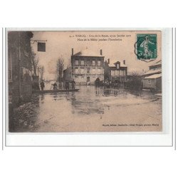 WARCQ - Crue de la Meuse - 23-25 Janvier 1910 - Place de la Mairie pendant l'Inondation - très bon état