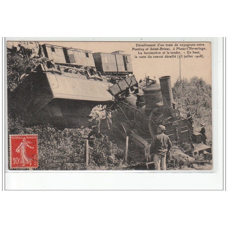 déraillement d'un train entre Pontivy et Saint Brieuc à Ploeuc-l'Hermitage en 1908