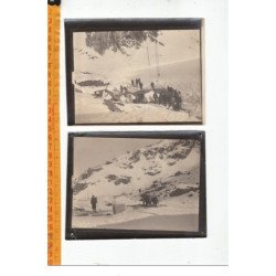 LOT de 3 cartes photos + 5 photos de travaux sur un barrage(maisons ensevelies sous la glace-scaphandrier-Andorre?) ver