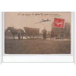 ROUEN : carte photo d'ouvriers (attelage) - très bon état