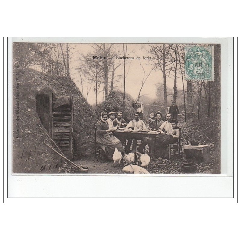 MELUN : bûcherons en forêt - très bon état