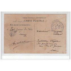 carte photo de terrassiers avec le rouleau compresseur vers 1910 (cachet postale de l'Oise) - très bon état