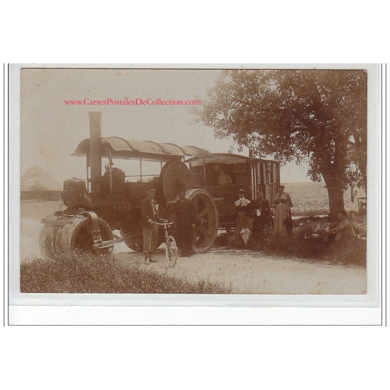 LIANCOURT : carte photo de terrassiers  avec le rouleau compresseur vers 1910 - très bon état